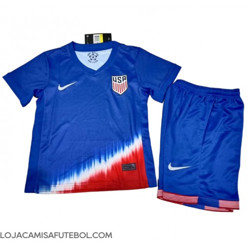 Camisa de Futebol Estados Unidos Equipamento Secundário Infantil Copa America 2024 Manga Curta (+ Calças curtas)